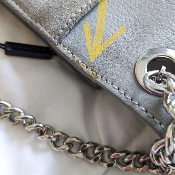 NWT HALSTON HERITAGE Gray Leather Suede Flap Crossbody - Picture 12 of 14